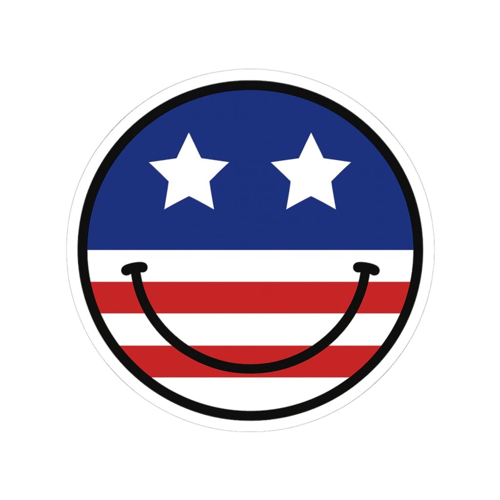 Patriotic Happy Face Kiss-Cut Stickers