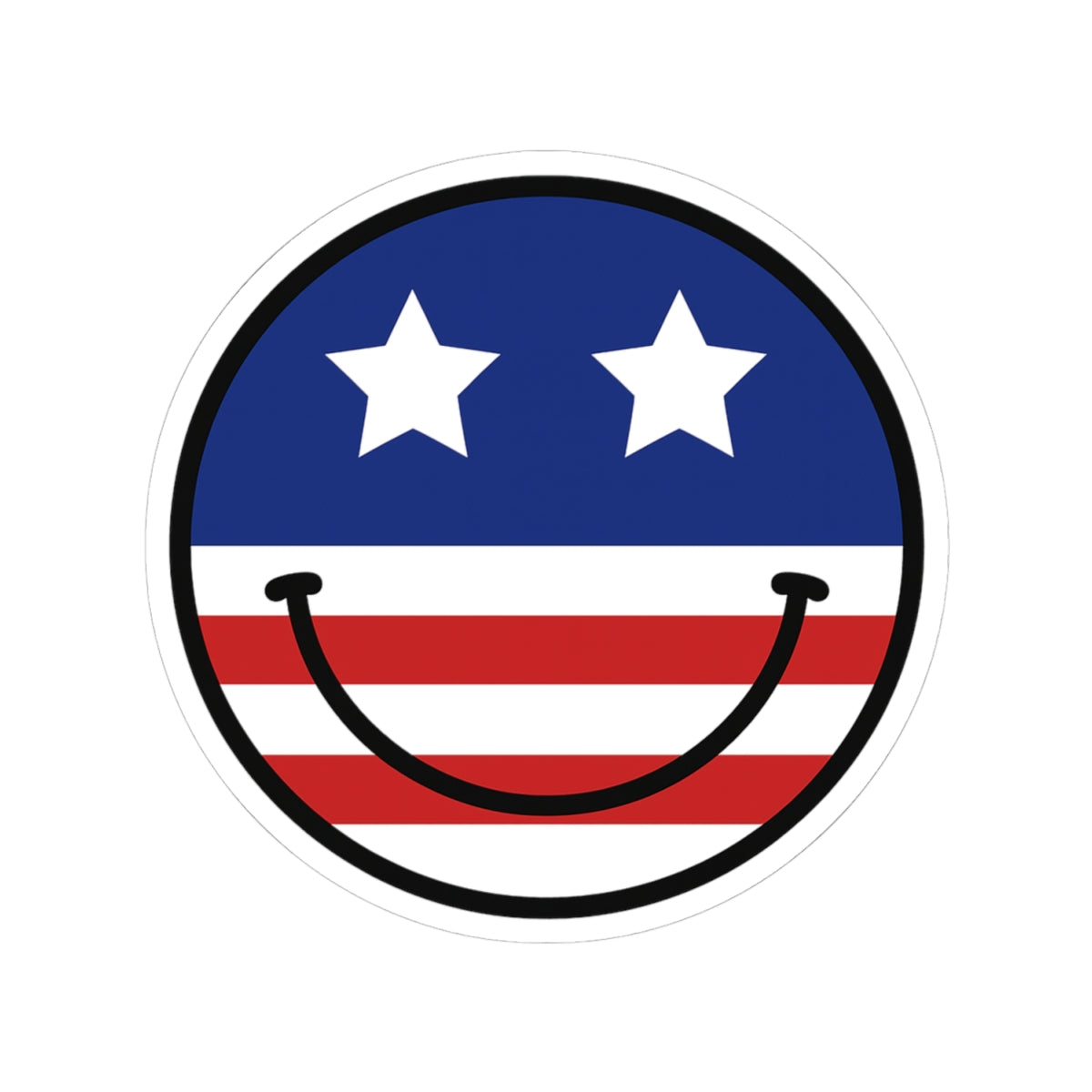 Patriotic Happy Face Kiss-Cut Stickers